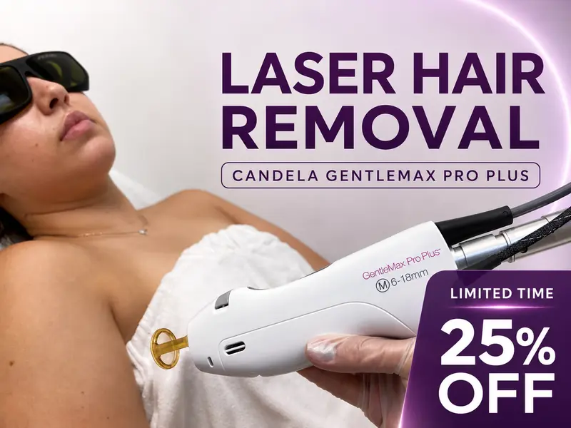 Candela GentleMax Pro Plus laser hair removal treatment and limited-time 25% offer at LMC Laser Medical Clinic